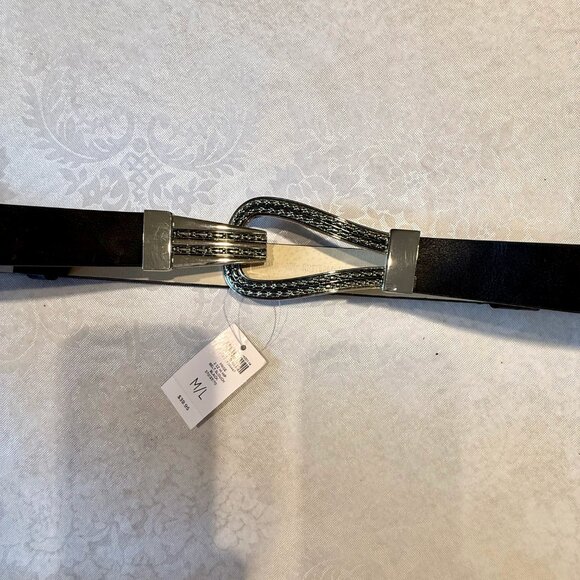 Chico’s Adjustable Belt – Black w/ Antiqued Silver Tear Drop Clasp – NWT - Picture 3 of 13